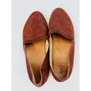FRYE Melanie Leather Slip On Sneaker Shoes Womens Size 9.5 Cognac Brown Flats